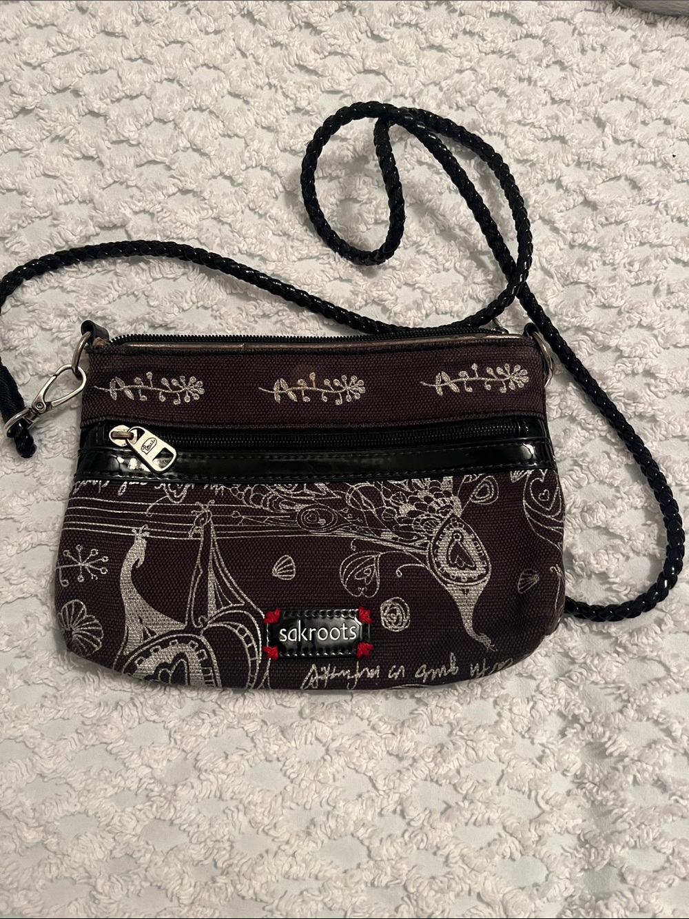 Sakroots Brown and Cream Canvas Paisley Crossbody
